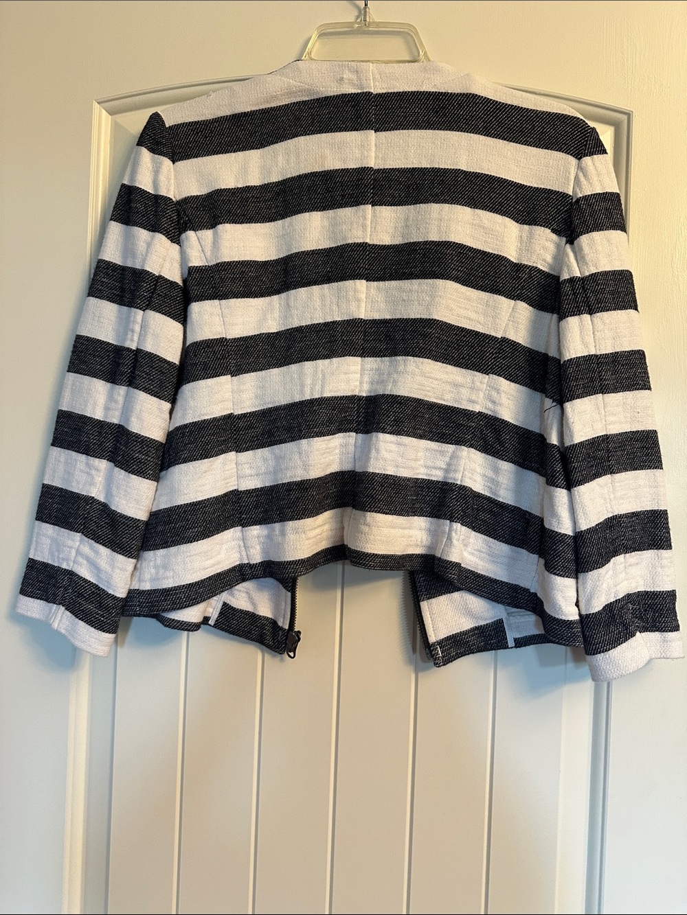 LOFT Black & White Striped Open-Front Blazer - Picture 3 of 3